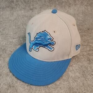Detroit Lions New Era 59fifty Hat Cap Fitted Size 6-3/4 NFL Football Gray Blue